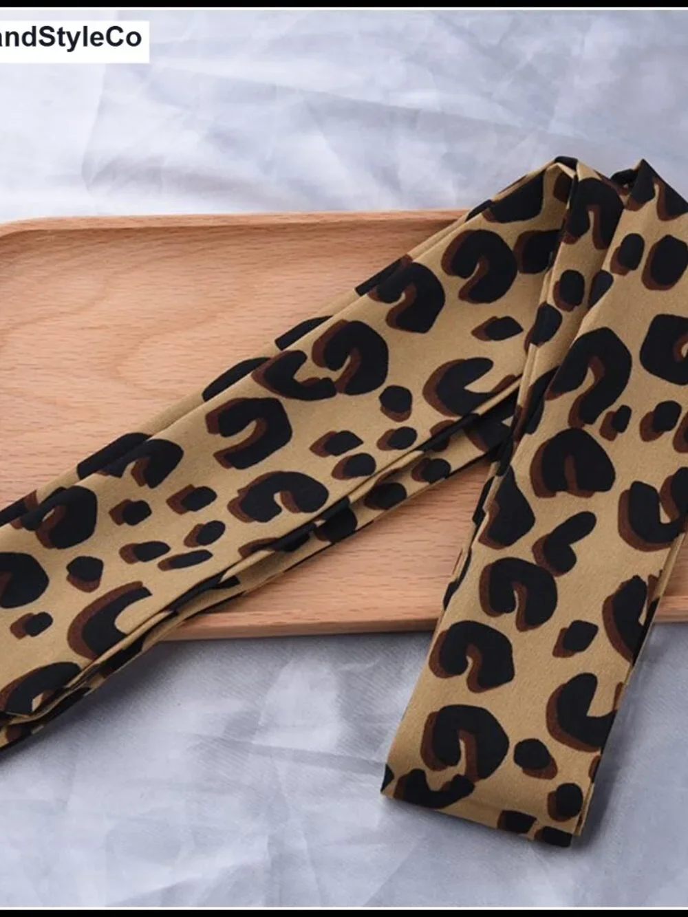 Leopard Print Long Scarf Women Lightweight Satin Tie Belt Scarf